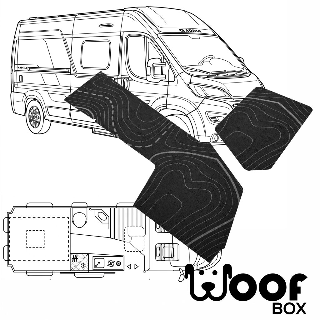 Fiat ADRIA Twin Supreme 640 SGX WOOF MAT waschbare SchmutzfangmatteDark Charcoal Geo-Woof